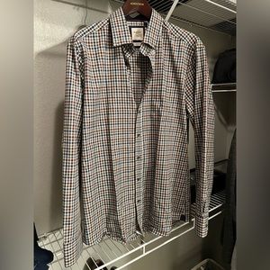 Haupt Modern Fit Long Sleeve Checkered Dress Shirt Large 41/42 Neck 16.5